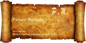 Petes Mátyás névjegykártya